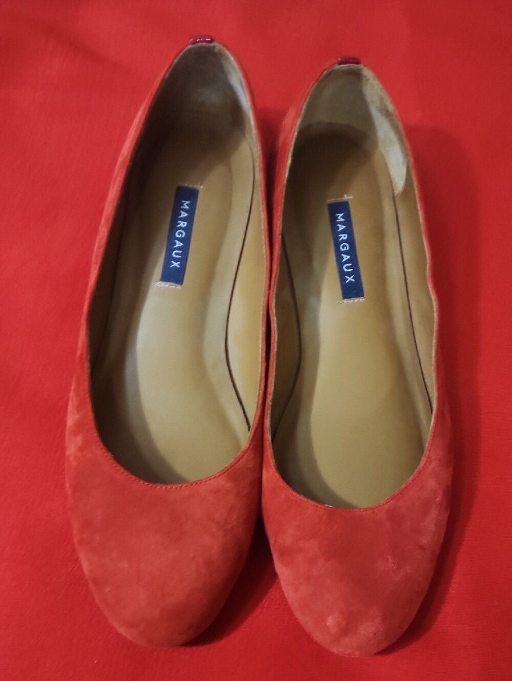 Margaux Red Suede Round-Toe Ballet Flats - Picture 5 of 8